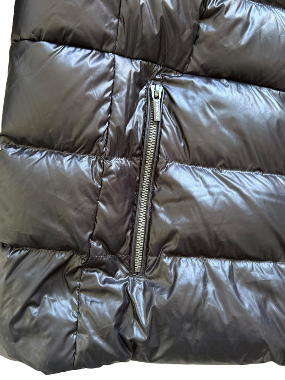 Lands End Down Puffer Jacket 24W Glossy Black Lightweight Quilted Winter Coat - Picture 5 of 9